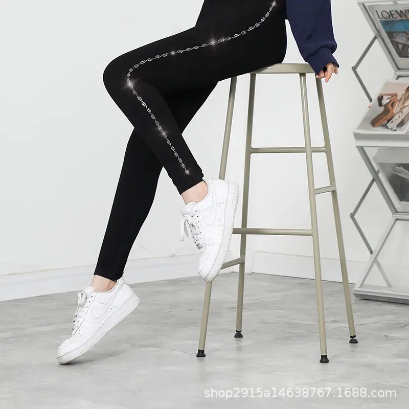 Rhinestone Leggings Women Large Spring Wearable Pants