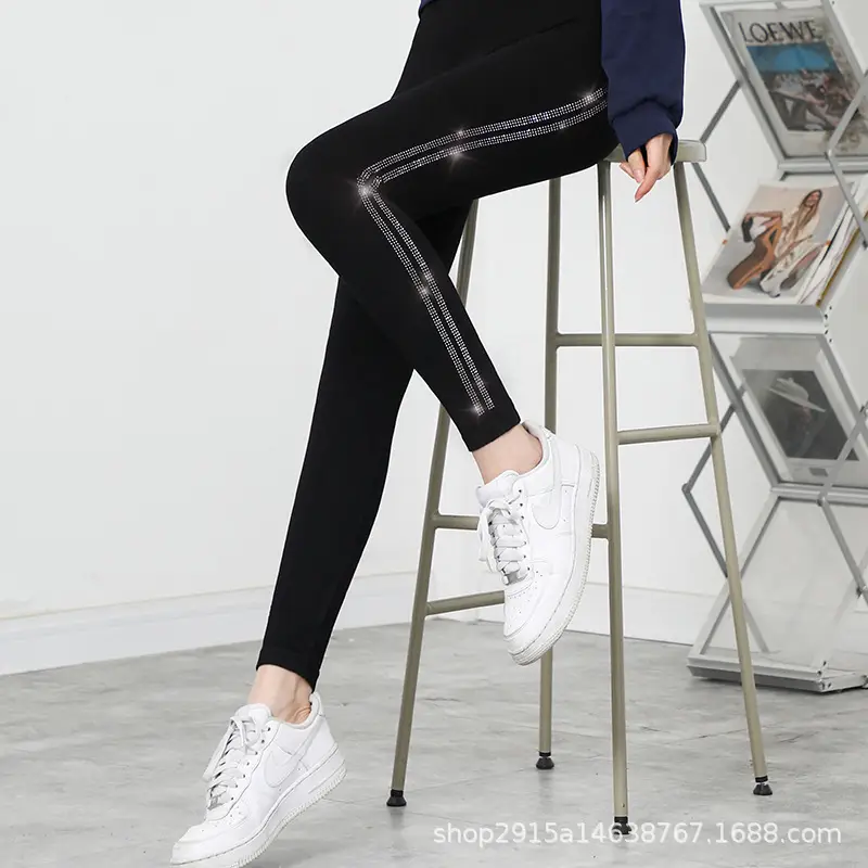 Rhinestone Leggings Women Large Spring Wearable Pants