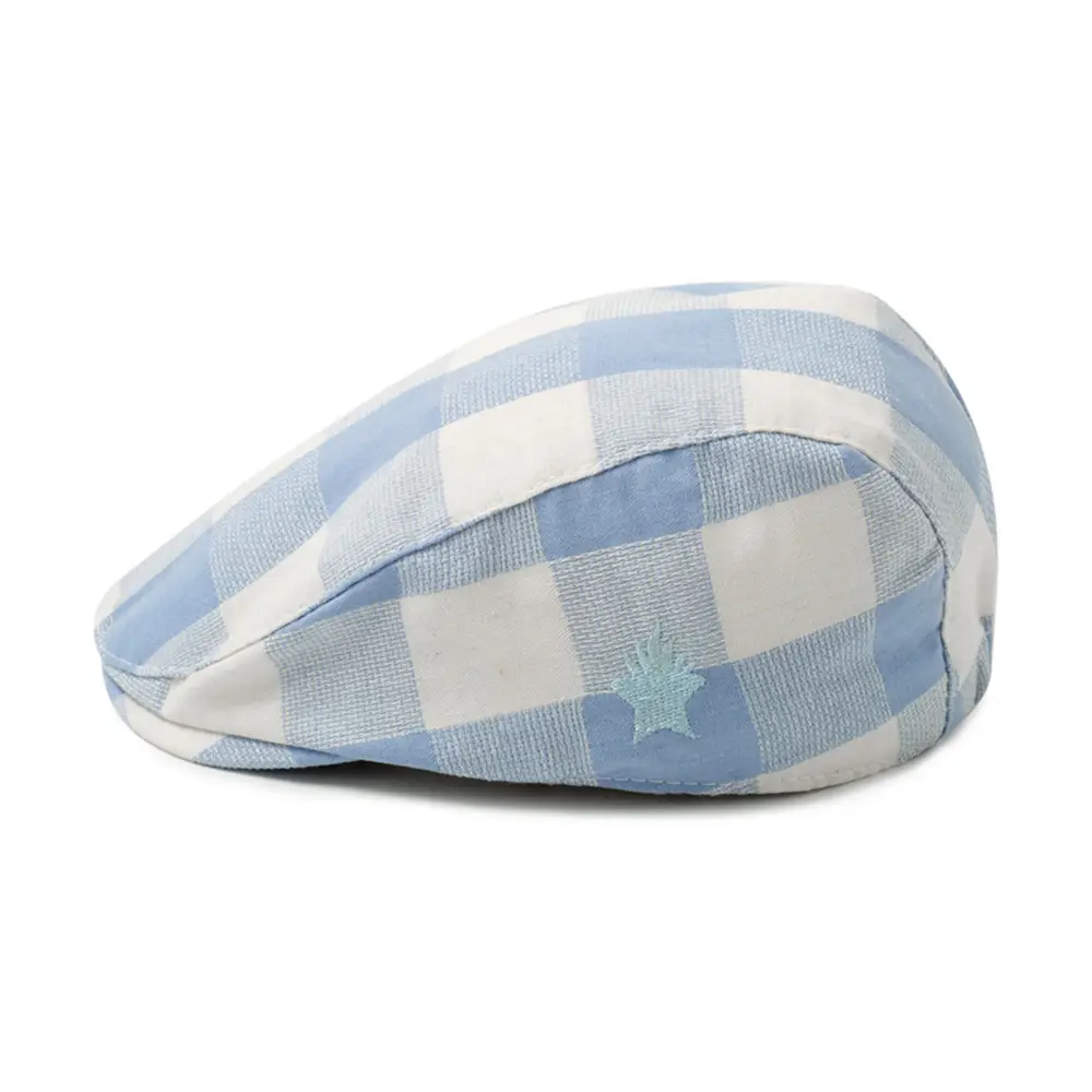 Blue Plaid Boys' Beret College Style Peaked Cap - Image 2