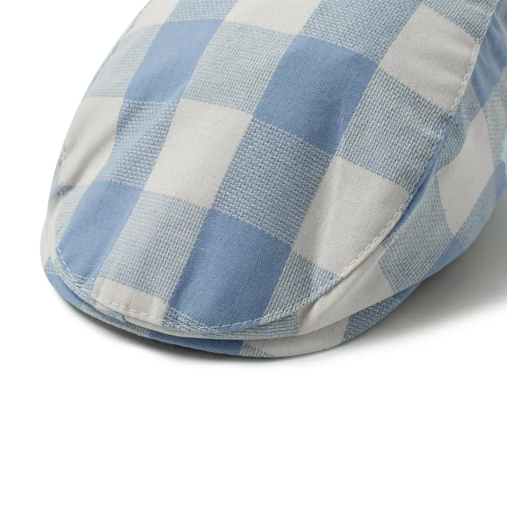 Blue Plaid Boys' Beret College Style Peaked Cap - Image 4