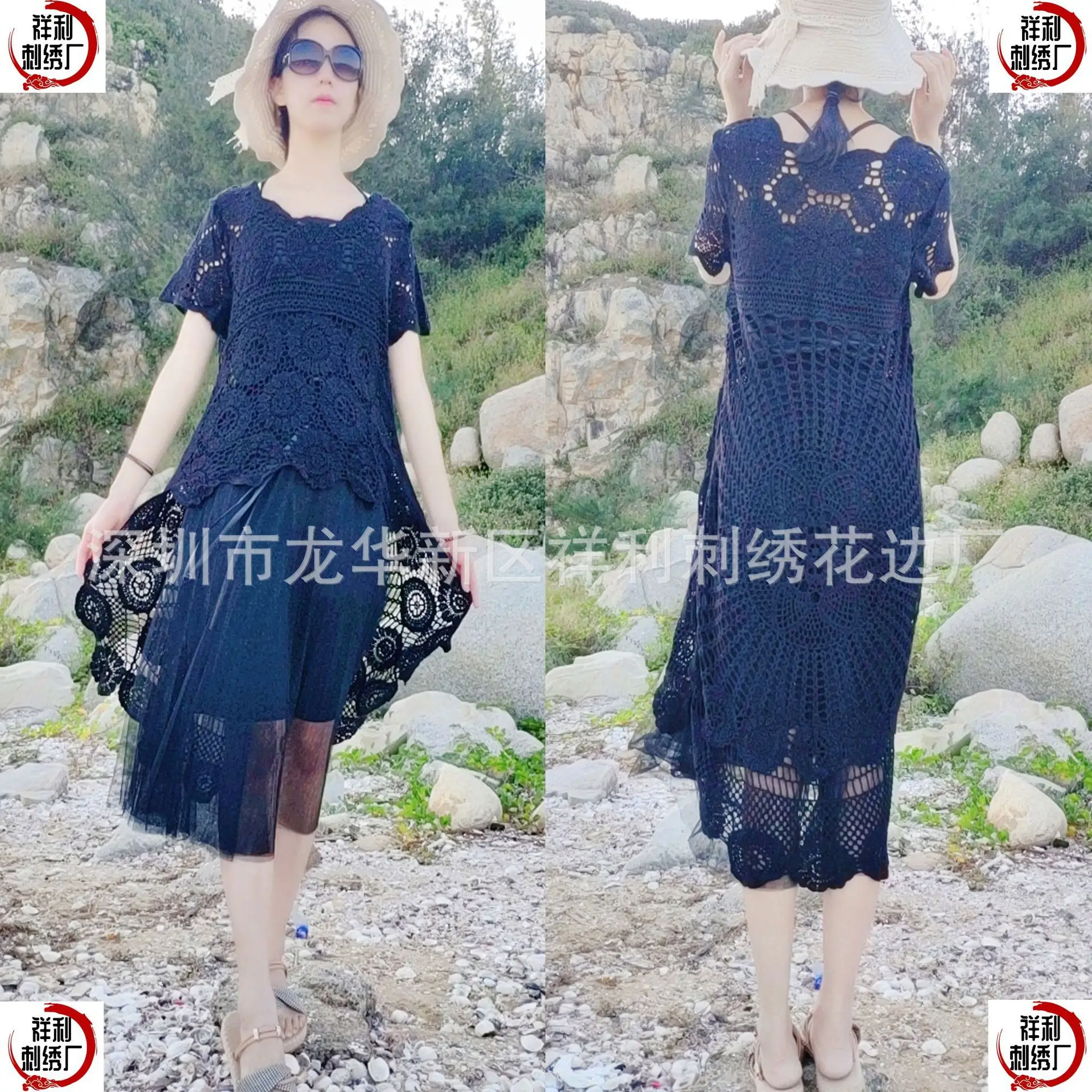 European American Cross-Border Cotton Vest Dress with Cut Out Embroidery - Image 3