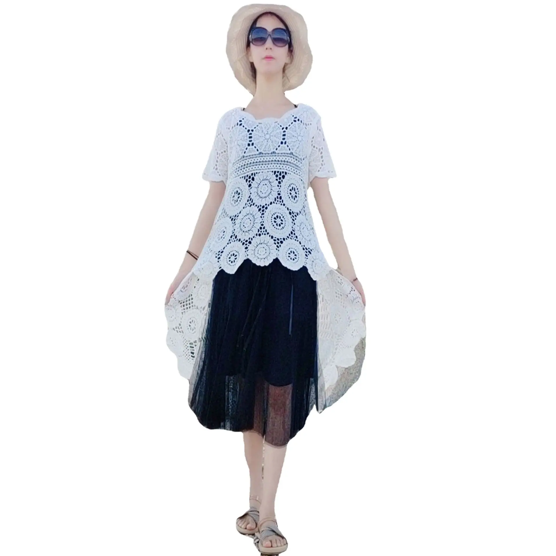 European American Cross-Border Cotton Vest Dress with Cut Out Embroidery - Image 11