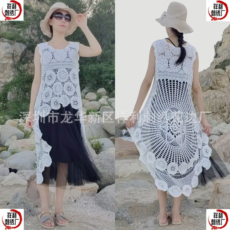 European American Cross-Border Cotton Vest Dress with Cut Out Embroidery - Image 4
