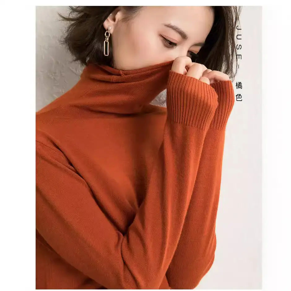 2024 Black High Neck Knit Pullover Women - Image 15