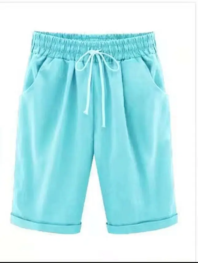Women's Chubby Summer Casual Shorts Mint Blue - Image 52