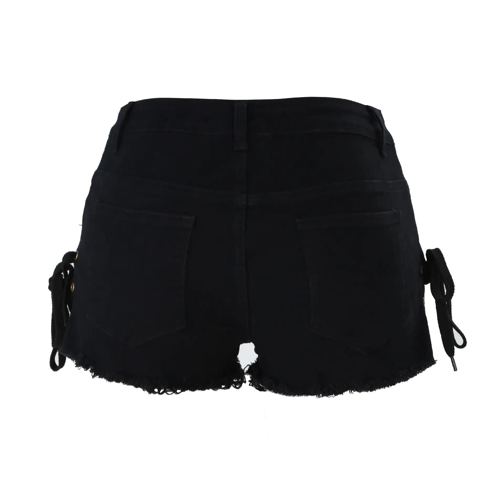 Women Ripped Tassel Denim Shorts White Long Sleeve — feature 5