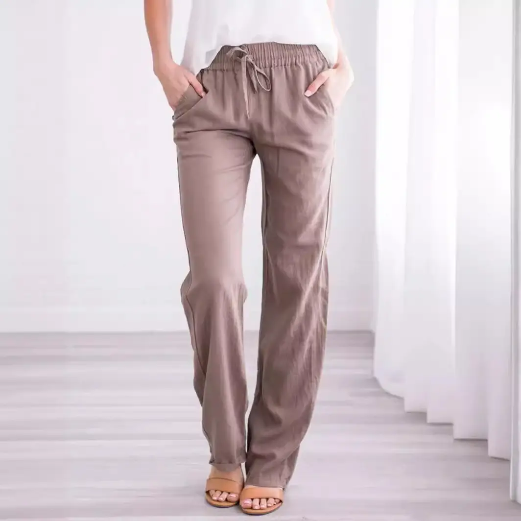 2025 Women's Cross-Border Cotton Linen Wide Leg Pants - Image 13