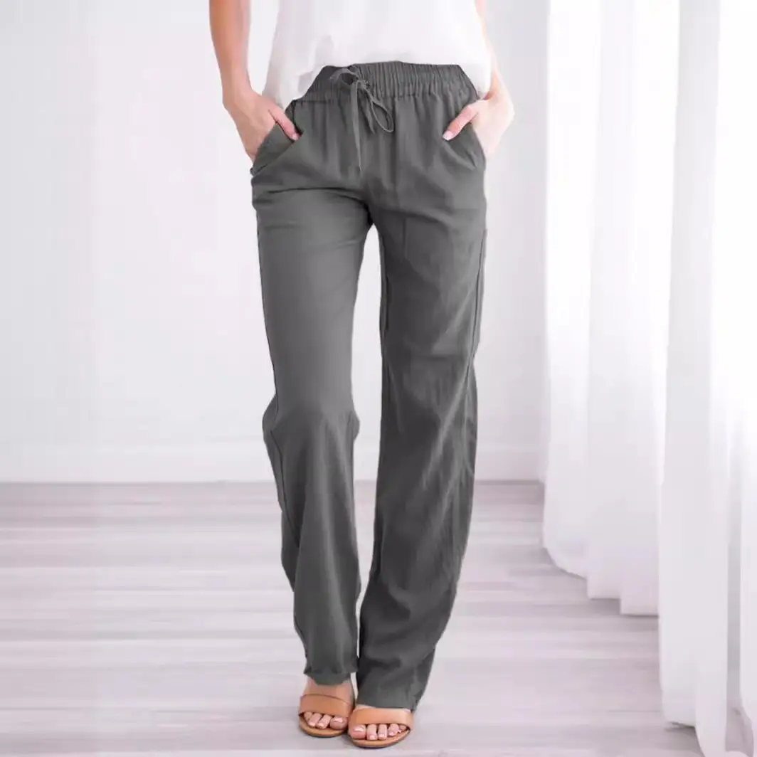 2025 Women's Cross-Border Cotton Linen Wide Leg Pants - Image 15