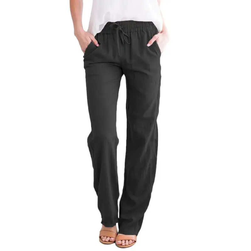 2025 Women's Cross-Border Cotton Linen Wide Leg Pants - Image 3