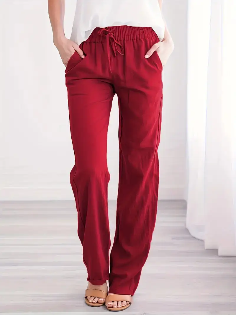 2025 Women's Cross-Border Cotton Linen Wide Leg Pants - Image 4