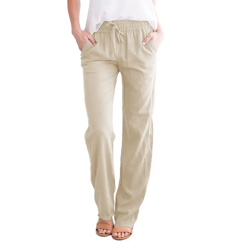 2025 Women's Cross-Border Cotton Linen Wide Leg Pants - Image 5