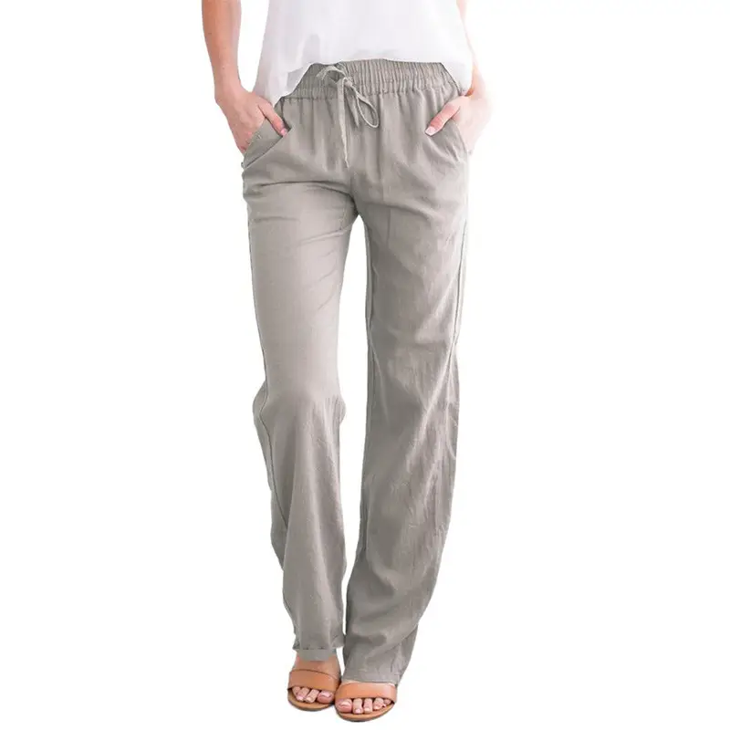 2025 Women's Cross-Border Cotton Linen Wide Leg Pants - Image 7