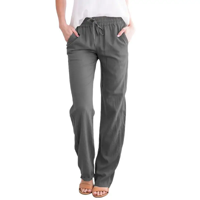 2025 Women's Cross-Border Cotton Linen Wide Leg Pants - Image 8