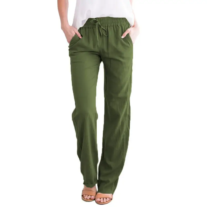 2025 Women's Cross-Border Cotton Linen Wide Leg Pants - Image 9