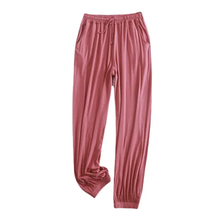 Women's Green Ice Silk Ankle-Tied Pajama Pants - Image 21