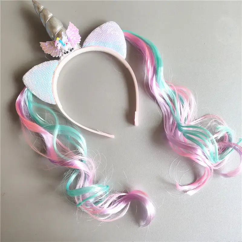 Unicorn Hair Band Wig for Girls Rainbow Color - Image 6
