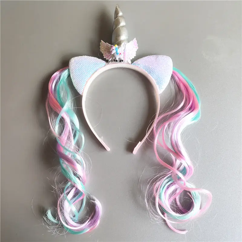 Unicorn Hair Band Wig for Girls Rainbow Color - Image 7