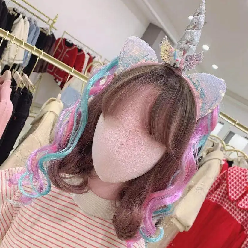Unicorn Hair Band Wig for Girls Rainbow Color - Image 8
