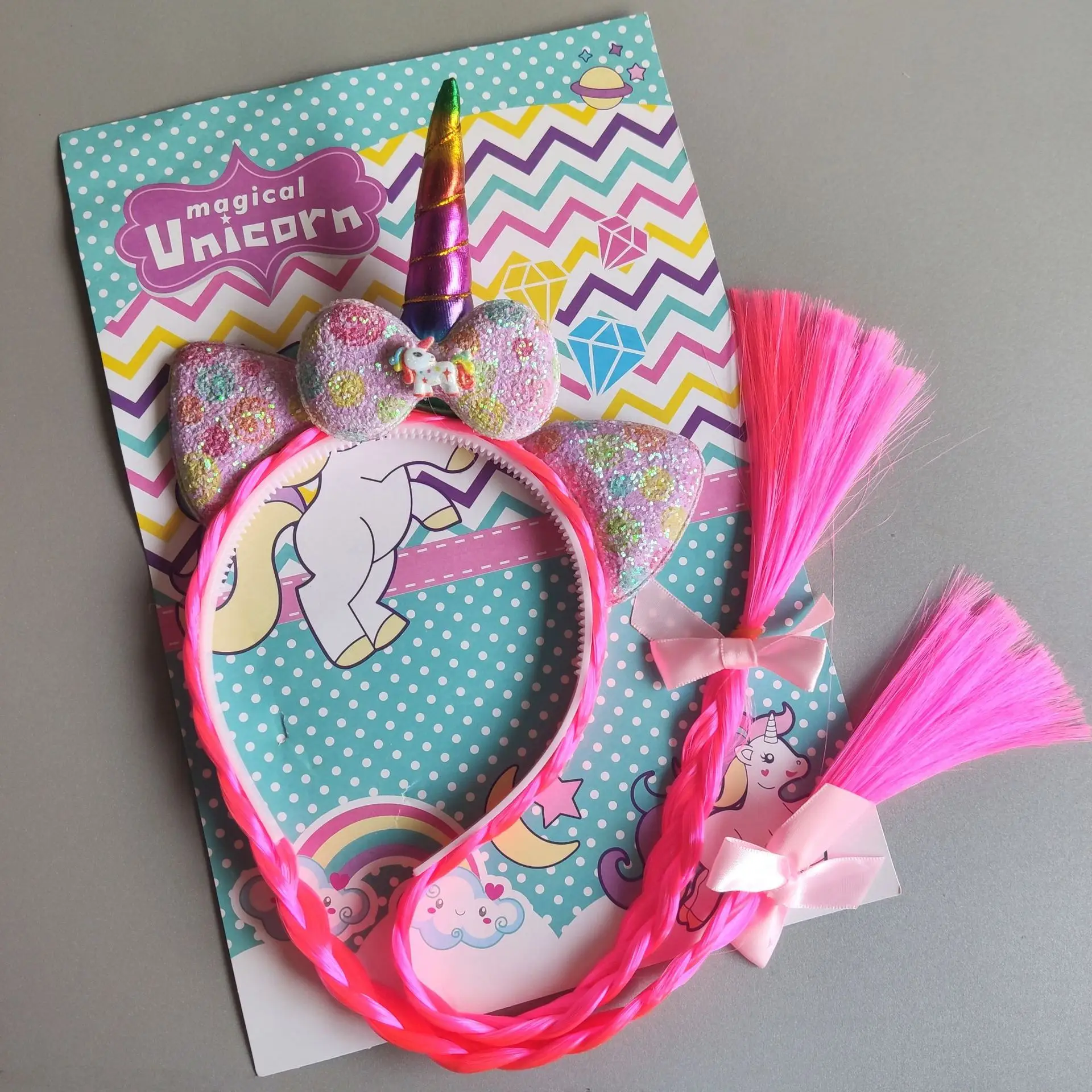Unicorn Hair Band Wig for Girls Rainbow Color - Image 4