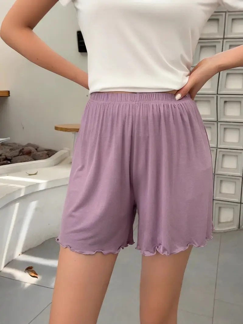 Green Modal Shorts Women Summer Slim Fit Wide Leg Pants - Image 15