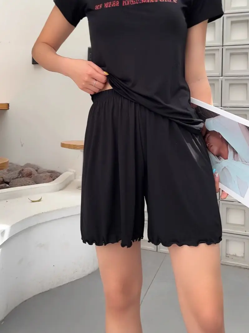 Green Modal Shorts Women Summer Slim Fit Wide Leg Pants - Image 16