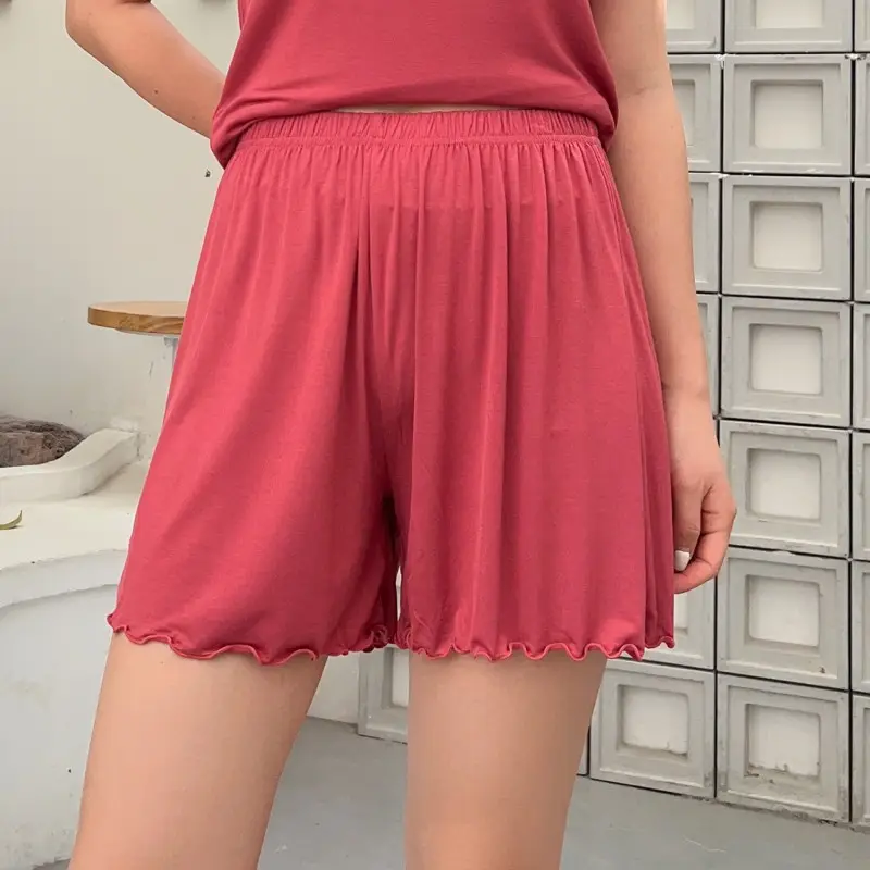 Green Modal Shorts Women Summer Slim Fit Wide Leg Pants — feature 10