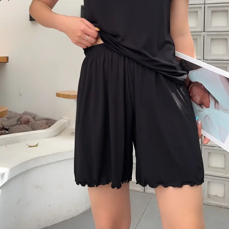 Green Modal Shorts Women Summer Slim Fit Wide Leg Pants — feature 12