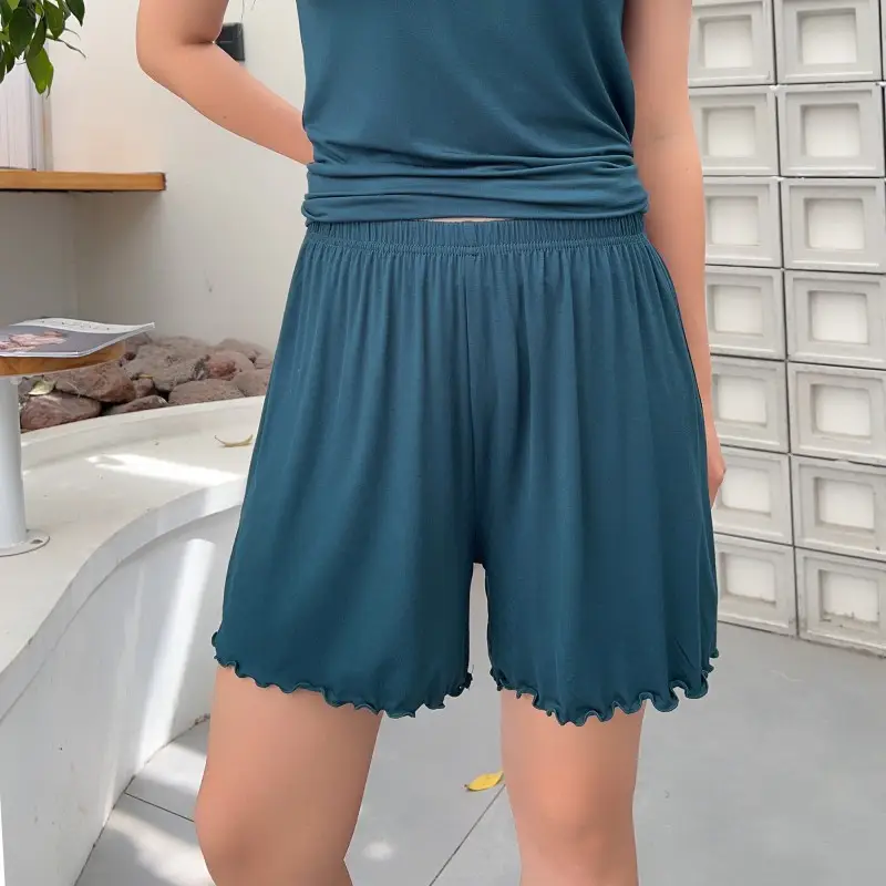 Green Modal Shorts Women Summer Slim Fit Wide Leg Pants — feature 13