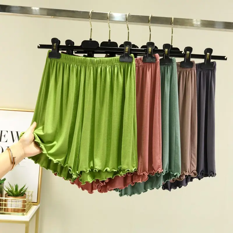 Green Modal Shorts Women Summer Slim Fit Wide Leg Pants — feature 15