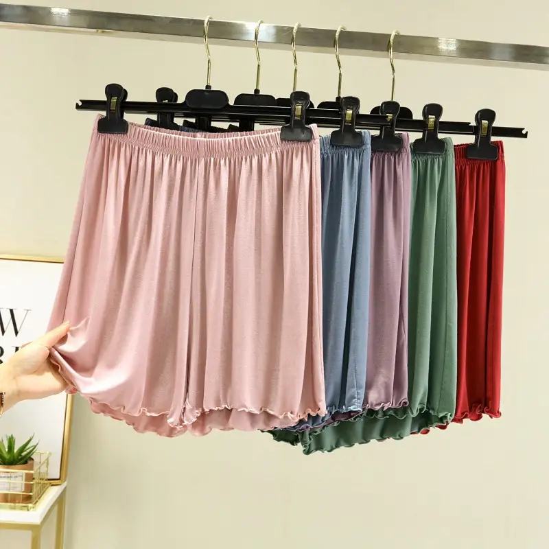 Green Modal Shorts Women Summer Slim Fit Wide Leg Pants — feature 16
