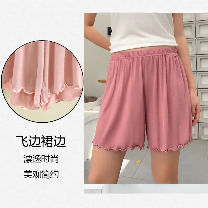 Green Modal Shorts Women Summer Slim Fit Wide Leg Pants — feature 4