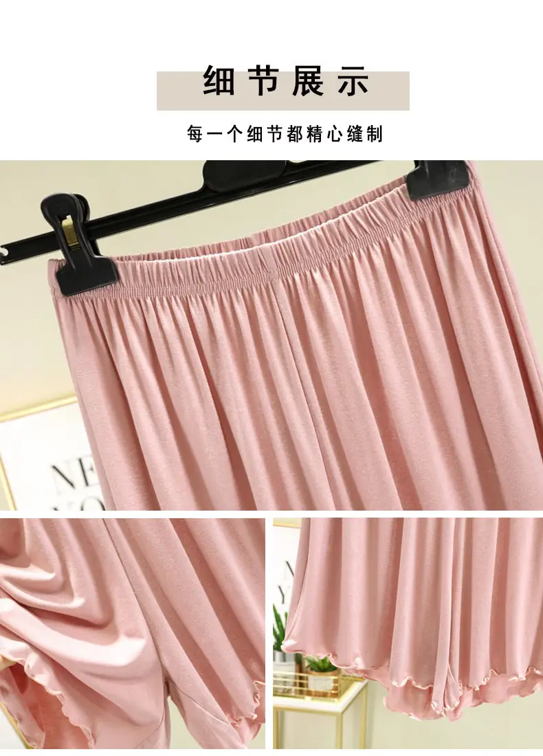 Green Modal Shorts Women Summer Slim Fit Wide Leg Pants — feature 6