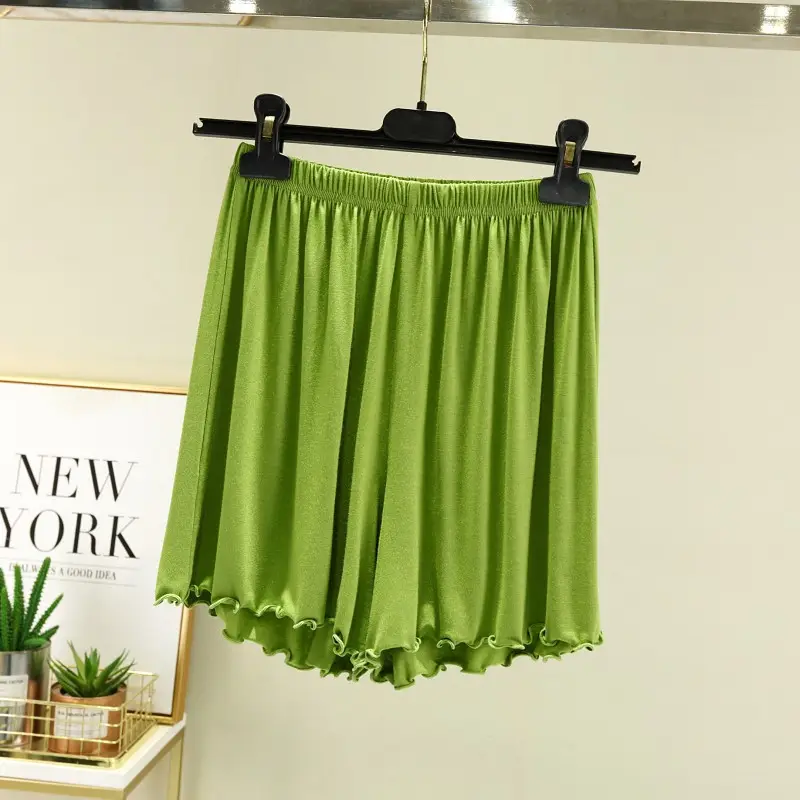 Green Modal Shorts Women Summer Slim Fit Wide Leg Pants — feature 19