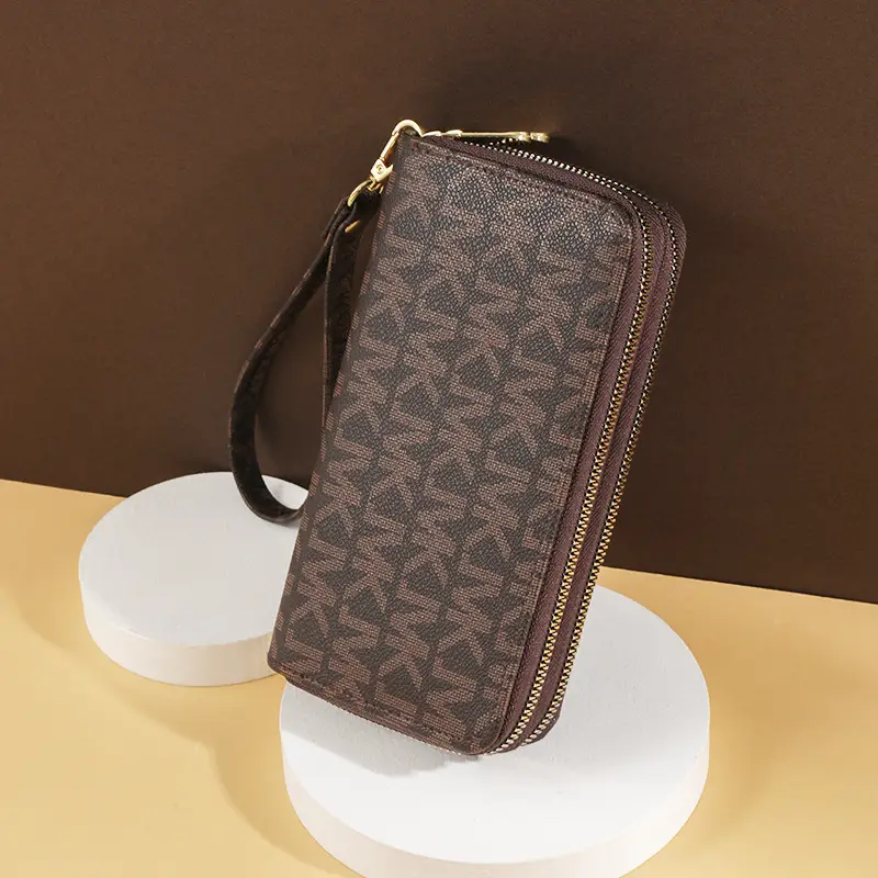 Long Wallet Women's Korean Style Wholesale 2025 New Double Zipper Clutch Bag Women's Double-Layer Printed Large Capacity Mobile Phone Bag
