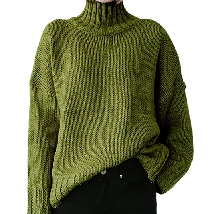 Women's High Collar Knitted Pullover Sweater Winter Warm - Image 10