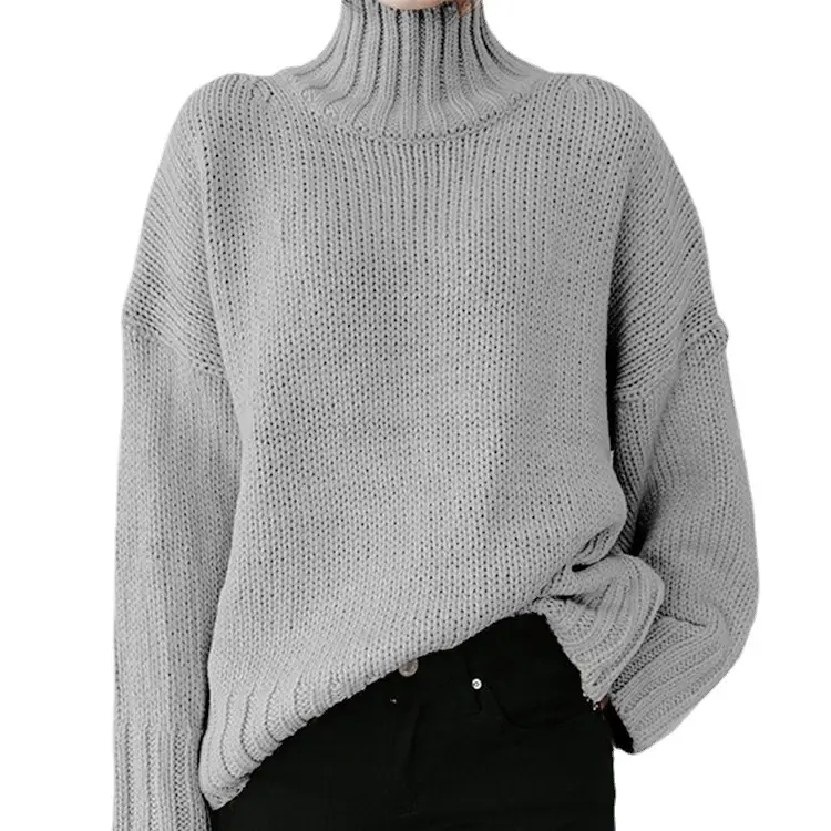 Women's High Collar Knitted Pullover Sweater Winter Warm - Image 11