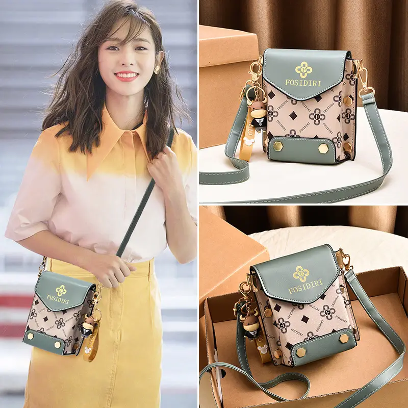 Women's Black Crossbody Phone Bag with Gold Plated Hardware - Image 10