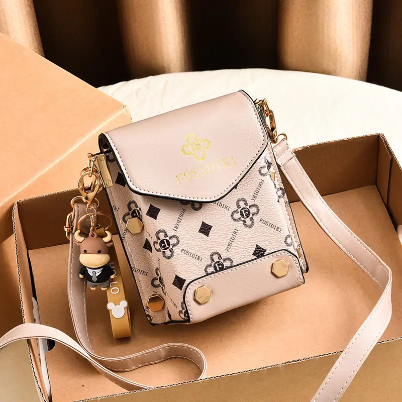 Women's Black Crossbody Phone Bag with Gold Plated Hardware - Image 5