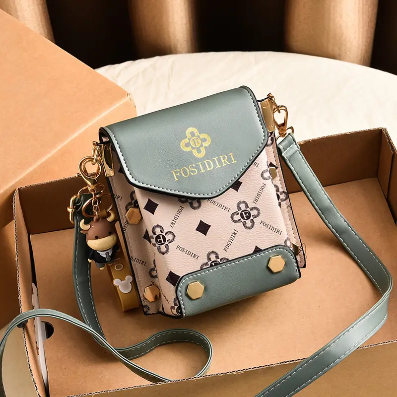 Women's Black Crossbody Phone Bag with Gold Plated Hardware - Image 6