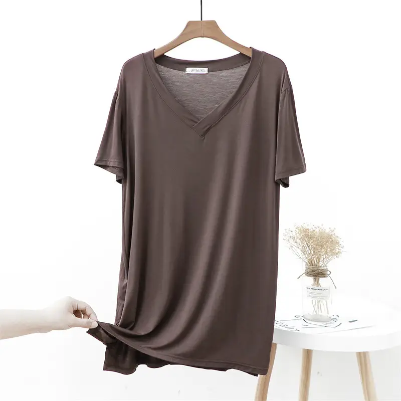 Modal Plus Size V-Neck Dress Pink - Image 3