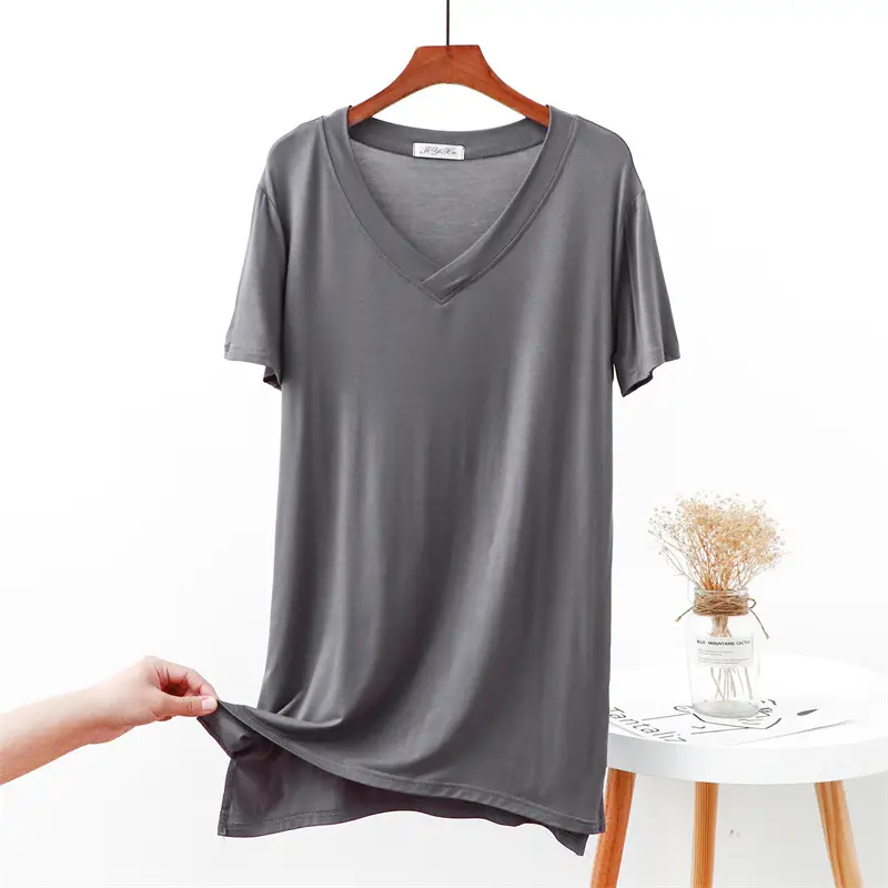 Modal Plus Size V-Neck Dress Pink - Image 8