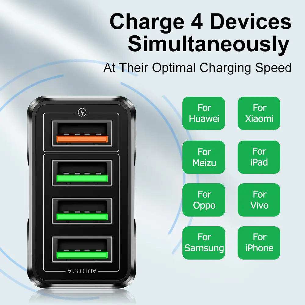 Luminous QC3.0 4USB Fast Charger with LED Display - Image 5