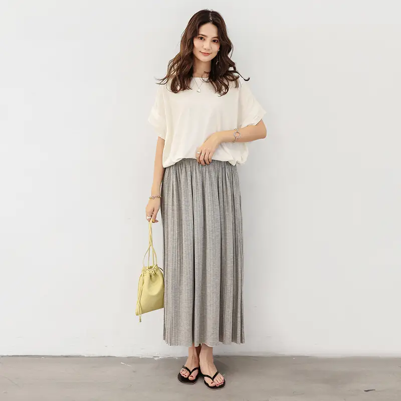 2021 Women's Pleated Skirt Olive Green High Waist - Image 12