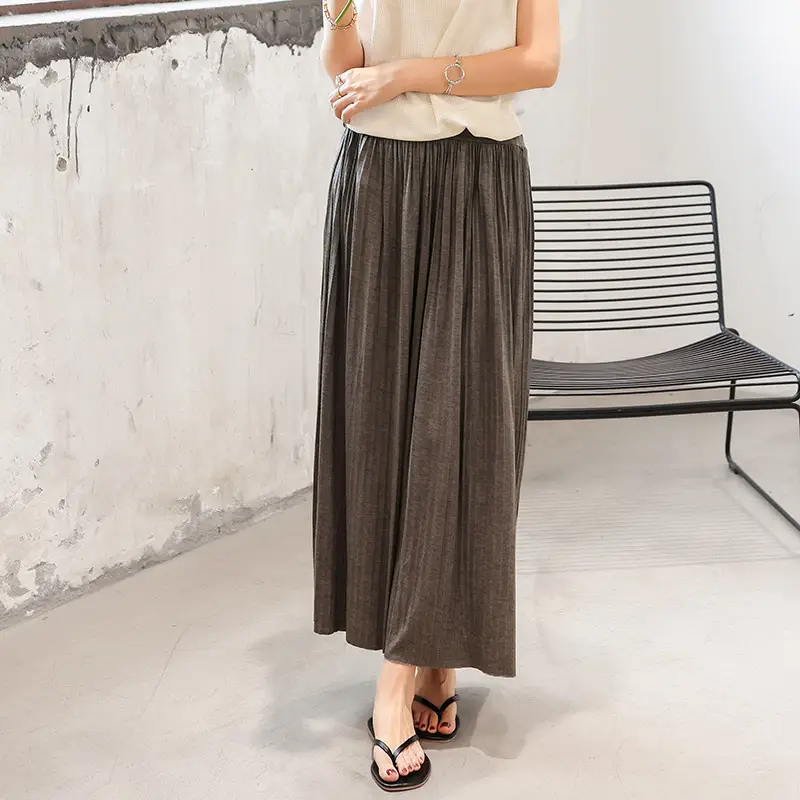2021 Women's Pleated Skirt Olive Green High Waist - Image 2