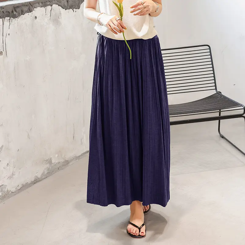 2021 Women's Pleated Skirt Olive Green High Waist - Image 4