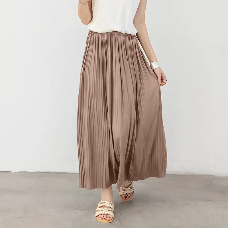 2021 Women's Pleated Skirt Olive Green High Waist - Image 6