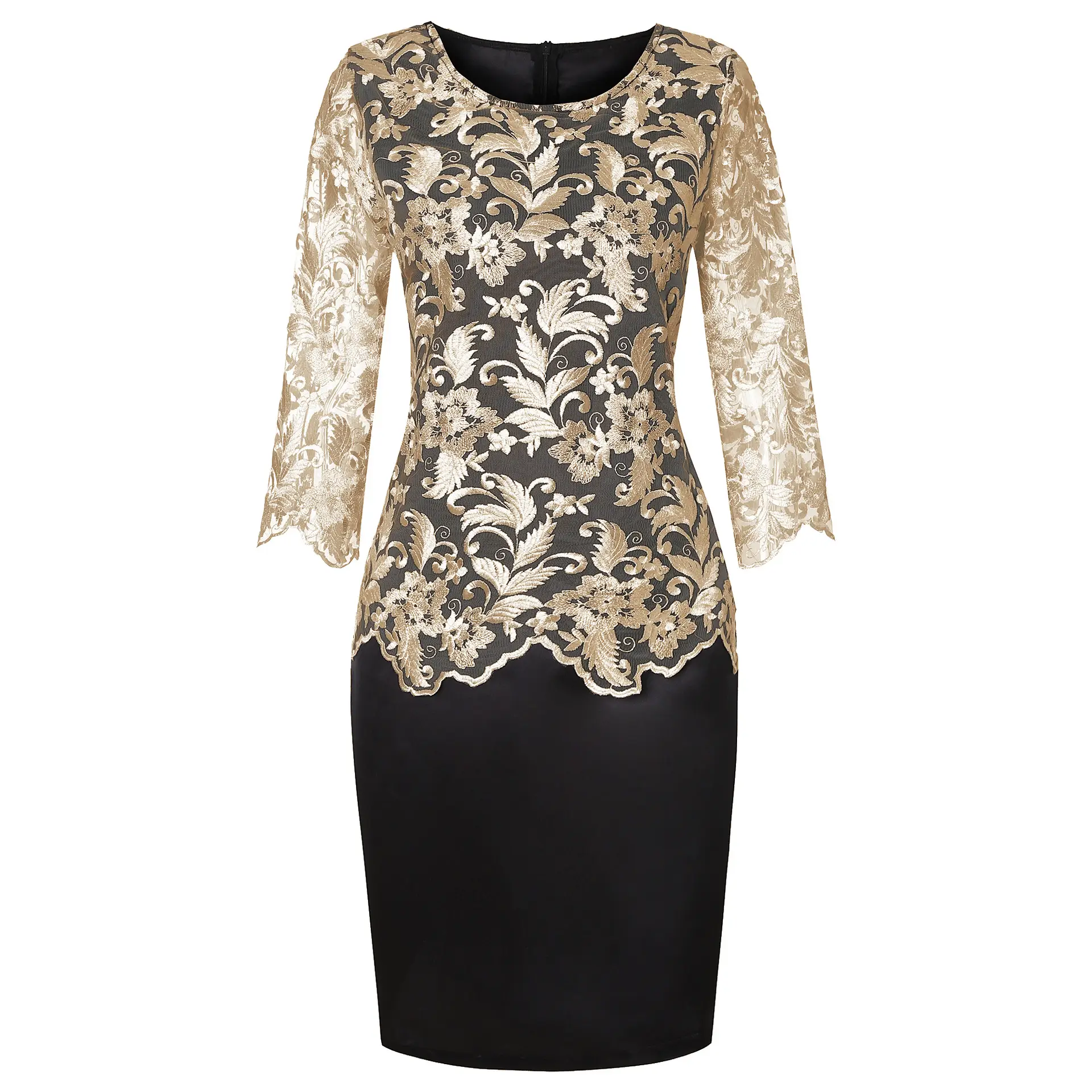 Black Lace Long Sleeve Dress for Girls Large Size