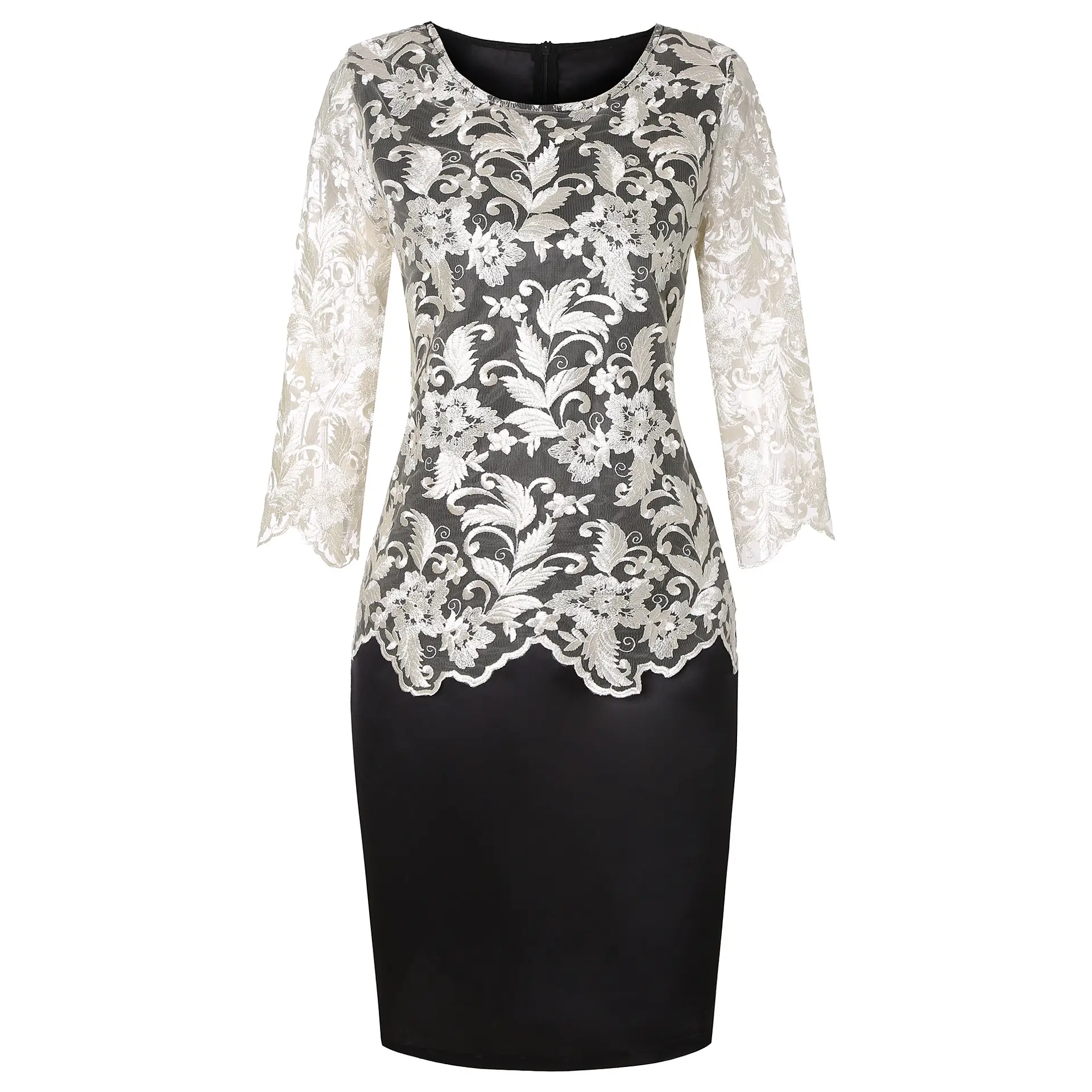Black Lace Long Sleeve Dress for Girls Large Size