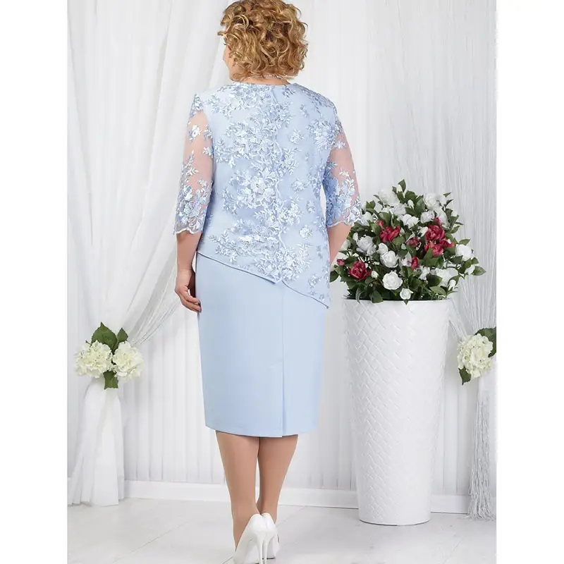 Light Blue Lace Two-Piece Dress for Women Large Size — feature 4