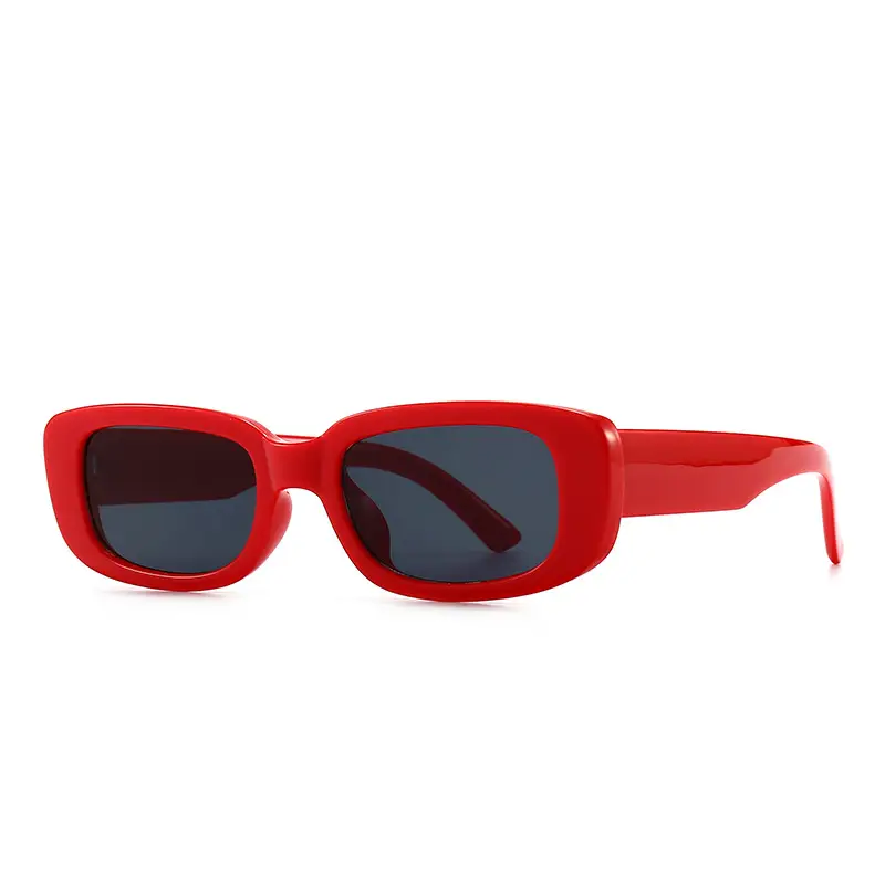 Red Tortue Print Narrow Sunglasses with Yellow Lens